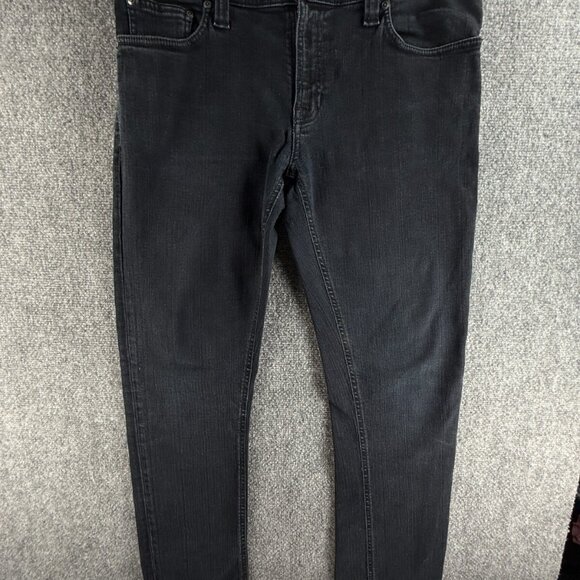 Nudie Jeans Tube Kelly Black Black Cotton Stretch Denim Jeans Adult ACTL 32X32 - Picture 1 of 16